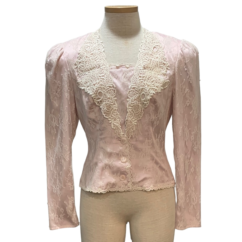 Scott McClintock sz 8P NWT vintage romantic feminine pink jacket w/lace overlay